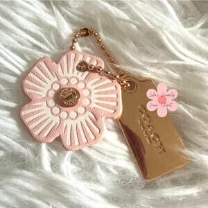 1" COACH Gold Tea Rose Flower Floral Bag Charm Hang Tag